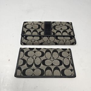 Coach Y2k Black Trifold Wallet With Check Book Holder